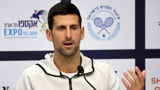 Tennis player Novak Djokovic attends a press conference at the Tel Aviv Watergen Open in the Israeli coastal city(AFP)