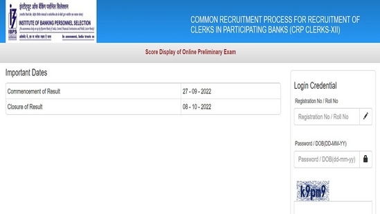 IBPS Clerk Prelims Result 2022: Score card released at ibps.in, check marks here