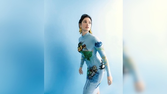 Sharing a series of stunning images of herself, Tamannaah Bhatia captioned her post, "Plan A Plan B-lue."(Instagram/@tamannaahbhatia)
