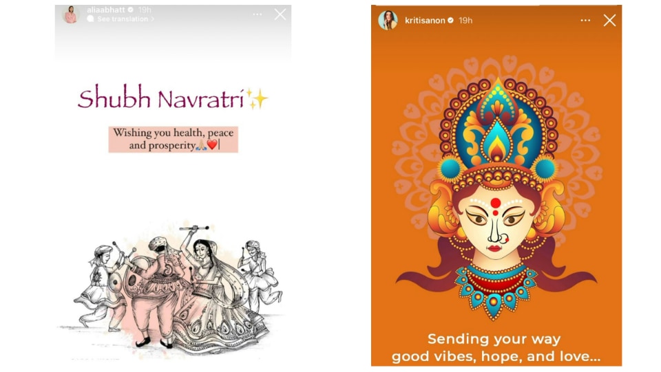 Alia Bhatt and Kriti Sanon extend greetings to their fans on Navratri.&nbsp;