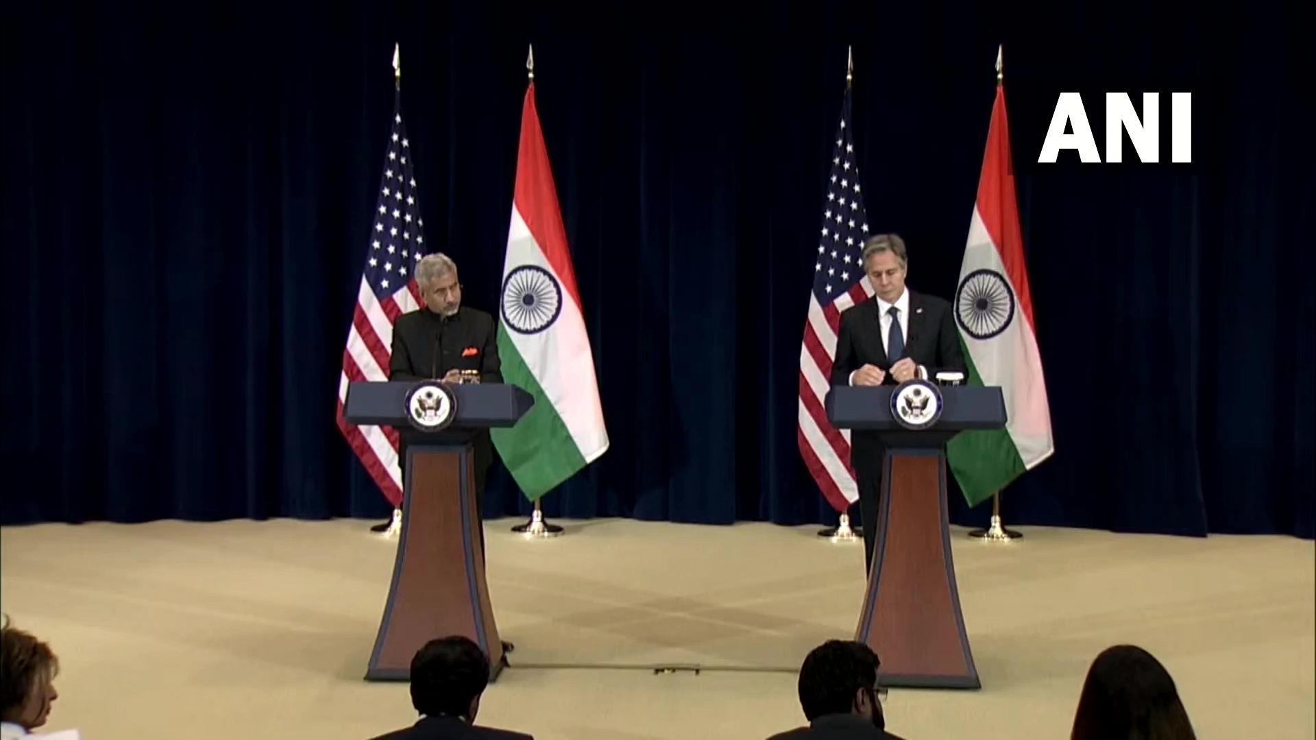 EAM S Jaishankar and US Secretary of State Antony Blinken address a joint presser on Tuesday. (ANI) EAM S Jaishankar and US Secretary of State Antony Blinken address a joint presser on Tuesday. (ANI)