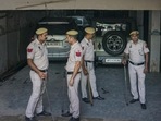 Police personnel deployed at Popular Front of India (PFI) office building, at Shaheen Bagh in New Delhi, Wednesday. The centre has imposed a ban on the organisation and several of its associates for their alleged terror activities. (PTI) Police personnel deployed at Popular Front of India (PFI) office building, at Shaheen Bagh in New Delhi, Wednesday. The centre has imposed a ban on the organisation and several of its associates for their alleged terror activities. (PTI)