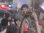 Vijay met fans outside the set of his upcoming movie, Varisu.