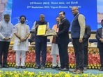 Rohan Khaunte, Minister for Tourism & IT, Govt. of Goa and Nikhil Desai, IAS, Director of Tourism Govt. of Goa accepted the awards which were presented to them by Vice President of India Jagdeep Dhankar Rohan Khaunte, Minister for Tourism & IT, Govt. of Goa and Nikhil Desai, IAS, Director of Tourism Govt. of Goa accepted the awards which were presented to them by Vice President of India Jagdeep Dhankar