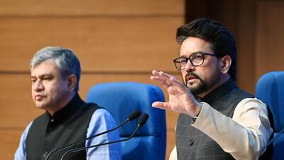 Union ministers Ashwini Vaishnaw and Anurag Singh Thakur addresses a press conference on Cabinet decisions in New Delhi on Wednesday. (ANI) Union ministers Ashwini Vaishnaw and Anurag Singh Thakur addresses a press conference on Cabinet decisions in New Delhi on Wednesday. (ANI)