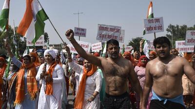 Farmers from Manesar participate in a protest march against the government’s decision to acquire 1810-acre land in Kasan village, at Mini Secretariat, in Gurugram on Wednesday. (Vipin Kumar/HT Photo) Farmers from Manesar participate in a protest march against the government’s decision to acquire 1810-acre land in Kasan village, at Mini Secretariat, in Gurugram on Wednesday. (Vipin Kumar/HT Photo)