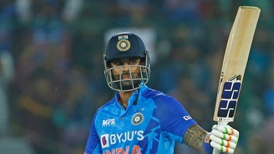 Suryakumar Yadav celebrates his half century during the 3rd T20I match between India and Australia. (ANI) Suryakumar Yadav celebrates his half century during the 3rd T20I match between India and Australia. (ANI)