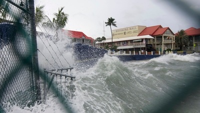 Hurricane Ian: Waves crash against a seawall as Hurricane Ian passes. (AP) Hurricane Ian: Waves crash against a seawall as Hurricane Ian passes. (AP)