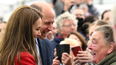 Britain's Prince William and Catherine, Princess of Wales meet with members of the public. (Reuters)