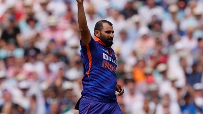 India's Mohammed Shami celebrates after taking a wicket (Reuters)