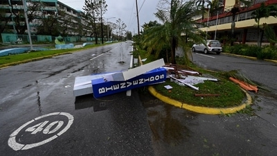 “It is a big storm, it is going to kick up a lot of water as it comes in,” Florida Governor Ron DeSantis said in Sarasota, a coastal city of 57,000 in the storm's projected path. He warned at a news conference saying, “This the kind of storm surge that is life threatening.” (AFP) “It is a big storm, it is going to kick up a lot of water as it comes in,” Florida Governor Ron DeSantis said in Sarasota, a coastal city of 57,000 in the storm's projected path. He warned at a news conference saying, “This the kind of storm surge that is life threatening.” (AFP)