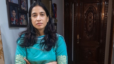 Jailed politician Shrikant Tyagi's wife. (PTI)