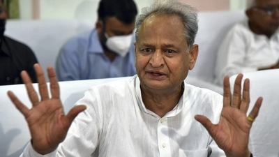The Congress issued showcasue notices to three Gehlot loyalists on Tuesday for the rebellion. (PTI) The Congress issued showcasue notices to three Gehlot loyalists on Tuesday for the rebellion. (PTI)