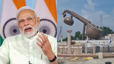 Prime Minister Narendra Modi speaking at the inauguration ceremony of a prominent crossing in Ayodhya rechristened as Lata Mangeshkar Chowk.