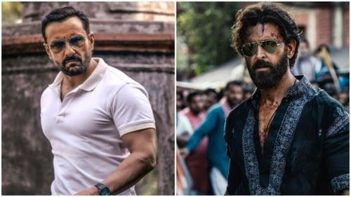 Saif Ali Khan and Hrithik Rishan in Vikram Vedha. Saif Ali Khan and Hrithik Rishan in Vikram Vedha.