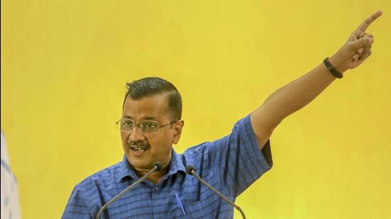 Delhi chief minister and AAP convener Arvind Kejriwal said the CBI case and arrest of its social media strategist Vijay Nair was linked to AAP’s Gujarat election campaign. (PTI File Photo)