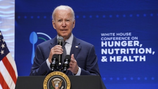 Joe Biden: US President Joe Biden speaks at the White House Conference On Hunger, Nutrition And Health in Washington, DC, US.(Bloomberg) Joe Biden: US President Joe Biden speaks at the White House Conference On Hunger, Nutrition And Health in Washington, DC, US.(Bloomberg)