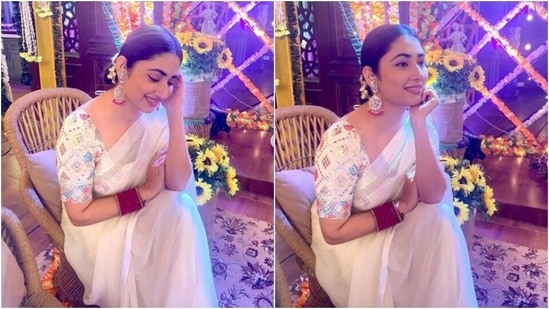 Disha Parmar's saree diaries are Navratri fashion inspo for us.(Instagram/@dishaparmar)