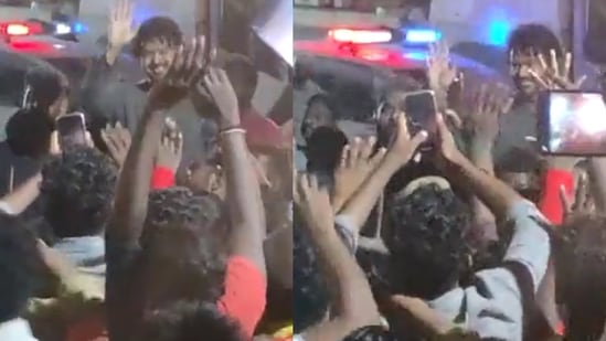 Vijay met fans outside the set of his upcoming movie, Varisu.