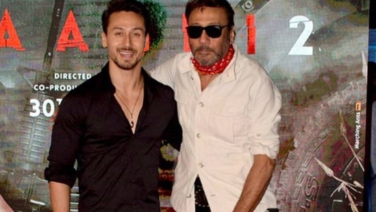 Tiger Shroff made a surprise entry during Jackie Shroff's interview at home.
