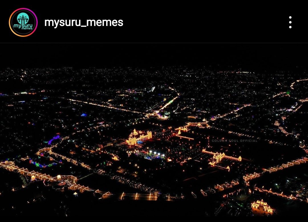 The illumination around the Mysuru palace during Dasara celebrations. (Deepika/Twitter) The illumination around the Mysuru palace during Dasara celebrations. (Deepika/Twitter)