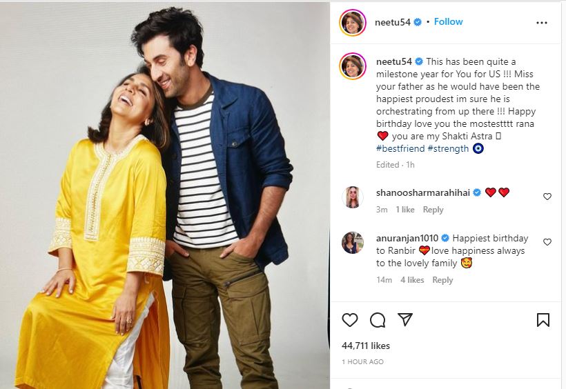 Neetu also wished Ranbir with a post on Instagram.
