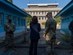 Kamala Harris: US Vice President Kamala Harris near the North Korean border at the truce village of Panmunjom in the Demilitarized Zone. Kamala Harris: US Vice President Kamala Harris near the North Korean border at the truce village of Panmunjom in the Demilitarized Zone.