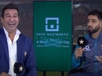 Wasim Akram and Haris Rauf shared a light moment after Pakistan's win over England in the 5th T20I(Screengrab) Wasim Akram and Haris Rauf shared a light moment after Pakistan's win over England in the 5th T20I(Screengrab)