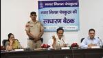 Panchkula mayor Kulbhushan Goyal chairing the MC meeting at Kisan Bhawan, Sector 14, on Thursday. (HT Photo) Panchkula mayor Kulbhushan Goyal chairing the MC meeting at Kisan Bhawan, Sector 14, on Thursday. (HT Photo)