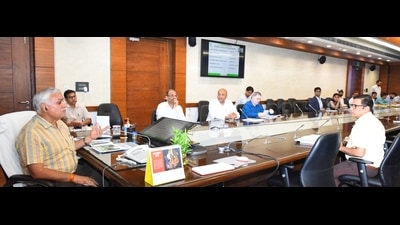 U.P. chief secretary Durga Shankar Mishra chairing a meeting on Thursday. (Sourced)