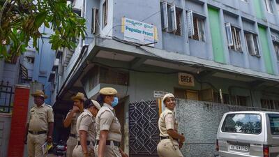 Karnataka Police on Thursday closed down 42 offices of the Popular Front of India (PFI) and affiliated organisations across the state, a day after the central government outlawed the Islamist group for five years for alleged involvement in terror activities. (PTI) Karnataka Police on Thursday closed down 42 offices of the Popular Front of India (PFI) and affiliated organisations across the state, a day after the central government outlawed the Islamist group for five years for alleged involvement in terror activities. (PTI)