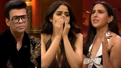 Sara Ali Khan and Janhvi Kapoor in Koffee With Karan 7. Sara Ali Khan and Janhvi Kapoor in Koffee With Karan 7.