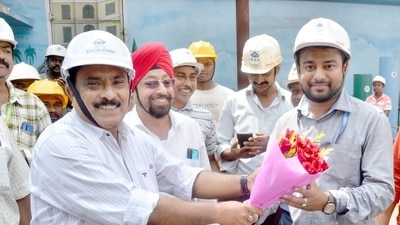 Atanu Bhowmick, the director-in-charge of the Rourkela Steel Plant congratulates the members of the ERW Pipe Plant. Atanu Bhowmick, the director-in-charge of the Rourkela Steel Plant congratulates the members of the ERW Pipe Plant.