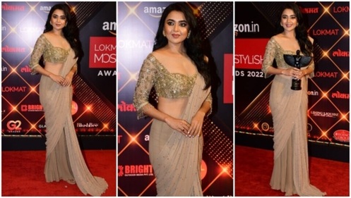 Tejasswi Prakash poses on the Lokmat Awards 2022 red carpet. (HT Photo/Varinder Chawla) Tejasswi Prakash poses on the Lokmat Awards 2022 red carpet. (HT Photo/Varinder Chawla)