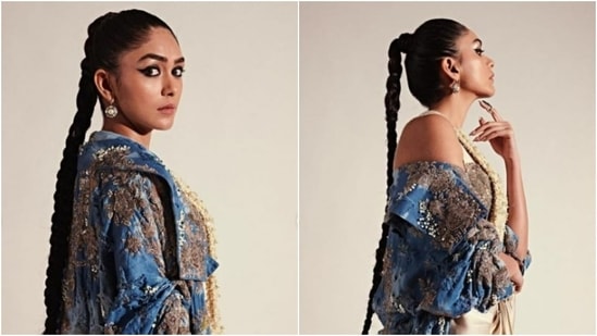 Mrunal Thakur is on a spree of sharing snippets from her best-dressed diaries. Be it an ethnic ensemble or a formal attire, Mrunal is slaying every look with utmost sass and style. The actor attended an awards ceremony a day back, and shared a few snippets of her red carpet look on her Instagram profile on Thursday. Needless to say, fashion lovers are scurrying to take notes since then.(Instagram/@mrunalthakur)