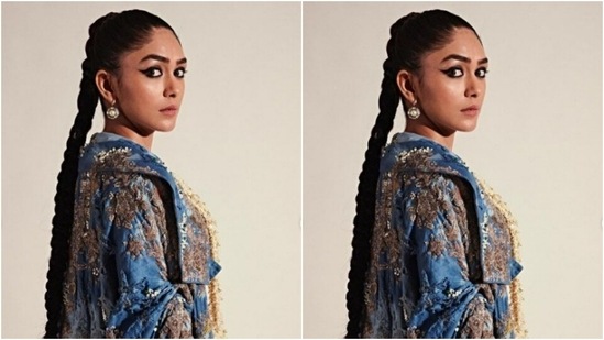 Styled by fashion stylist Mohit Rai, Mrunal wore her tresses into a long clean ponytail as she posed for the cameras.(Instagram/@mrunalthakur)