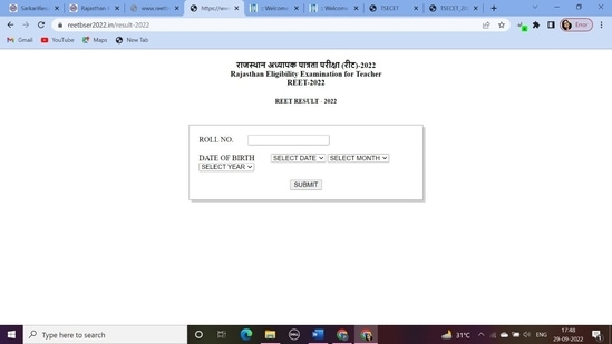 REET 2022 results:: Candidates who took REET 2022 examination can check their results on the official website of Board of Secondary Education, Rajasthan(reetbser22.com).(reetbser22.com) REET 2022 results:: Candidates who took REET 2022 examination can check their results on the official website of Board of Secondary Education, Rajasthan(reetbser22.com).(reetbser22.com)