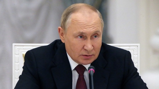 Russian President Vladimir Putin chairs a meeting.(AFP) Russian President Vladimir Putin chairs a meeting.(AFP)