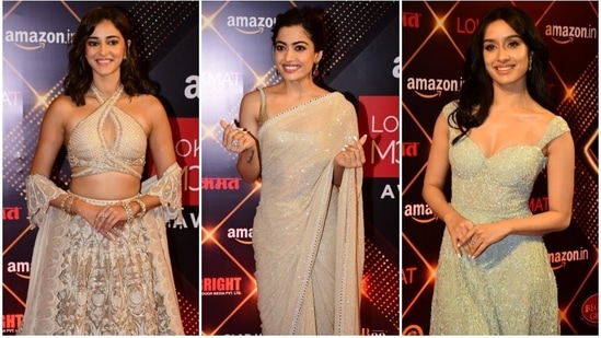 Ananya Panday, Rashmika Mandanna and Shraddha Kapoor at the Lokmat Most Stylish Awards 2022.&nbsp;(HT Photo/Varinder Chawla)