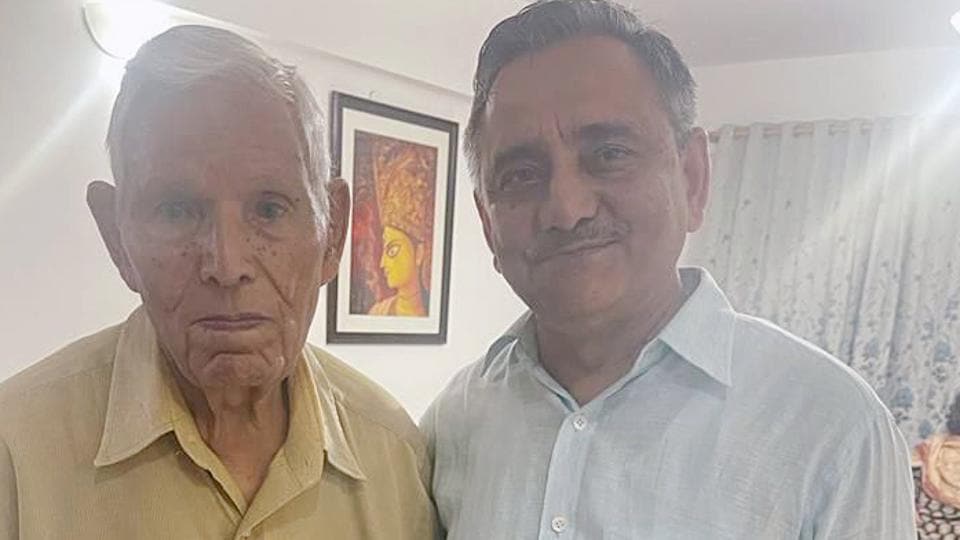 CDS-designate Anil Chauhan (right) with his father, Surendra Singh Chauhan (ANI)