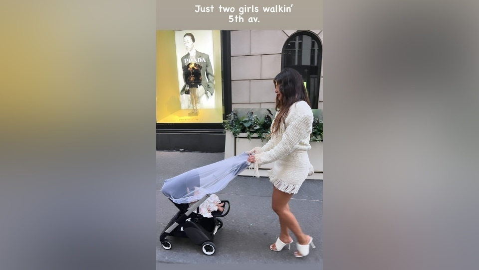 Priyanka Chopra takes her daughter Malti Marie Chopra Jonas out on a stroll. (Instagram) Priyanka Chopra takes her daughter Malti Marie Chopra Jonas out on a stroll. (Instagram)