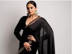 Huma Qureshi’s black georgette saree is a Navratri wardrobe must-have(Instagram/@iamhumaq) Huma Qureshi’s black georgette saree is a Navratri wardrobe must-have(Instagram/@iamhumaq)