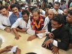 Shashi Tharoor filing his nomination papers for Congress presidential election.