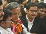 Shashi Tharoor files nomination process. (HT photo/ Raj K Raj)&nbsp;
