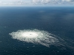 A large disturbance in the sea off the coast of the Danish island of Bornholm, September. 27, 2022 following a series of unusual leaks on two natural gas pipelines running from Russia under the Baltic Sea to Germany have triggered concerns about possible sabotage.(AP)