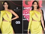 Nora Fatehi attends an awards show in yellow cut-out gown. (HT Photo/Varinder Chawla) Nora Fatehi attends an awards show in yellow cut-out gown. (HT Photo/Varinder Chawla)