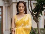 Ponniyin Selvan I star Trisha Krishnan poses in a yellow sequin saree(Instagram) Ponniyin Selvan I star Trisha Krishnan poses in a yellow sequin saree(Instagram)