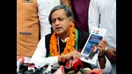 Congress leader Shashi Tharoor addresses the media after filing his nomination for the post of the party president, September 30, 2022 (Ayush Sharma/ANI) Congress leader Shashi Tharoor addresses the media after filing his nomination for the post of the party president, September 30, 2022 (Ayush Sharma/ANI)