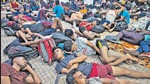 Mumbai, India - September 29, 2022: Candidates for Army Recruitment under Agneepath Scheme, seen resting on a school premises, in Thane near Mumbai, India, on Thursday, September 29, 2022. (Photo by Satish Bate/ Hindustan Times) (Satish Bate/HT PHOTO) Mumbai, India - September 29, 2022: Candidates for Army Recruitment under Agneepath Scheme, seen resting on a school premises, in Thane near Mumbai, India, on Thursday, September 29, 2022. (Photo by Satish Bate/ Hindustan Times) (Satish Bate/HT PHOTO)