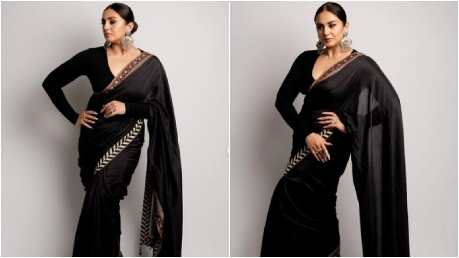 Huma Qureshi’s black georgette saree is a Navratri wardrobe must-have